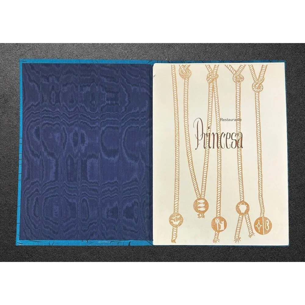 Vintage Restaurante Princesa Menu Blue Cover Mid Century Retro Ephemera Old